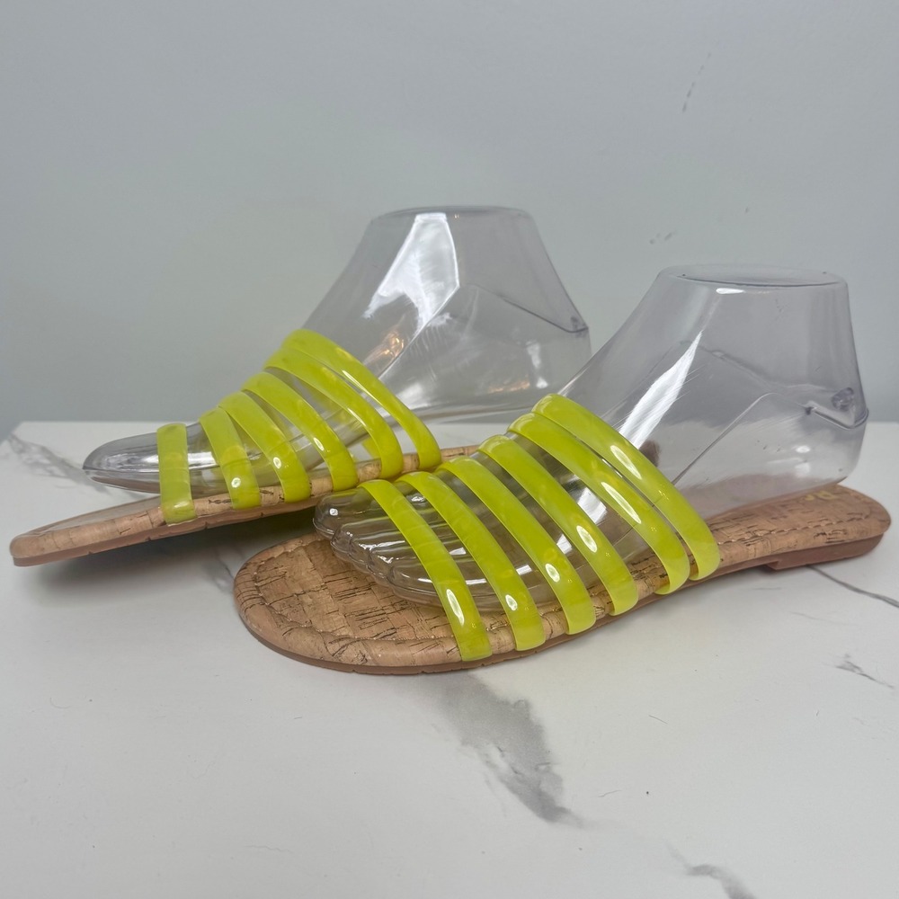 Womens Slides Sandals BC Born in California Cork Neon Yellow Size 10